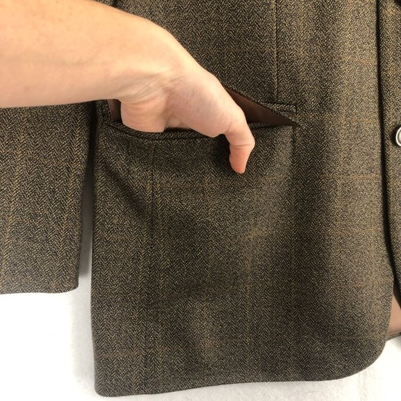 Oscar De La Renta Men's Size 42S Brown 100% Lambswool Three-Button Blazer Jacket - Picture 4 of 9